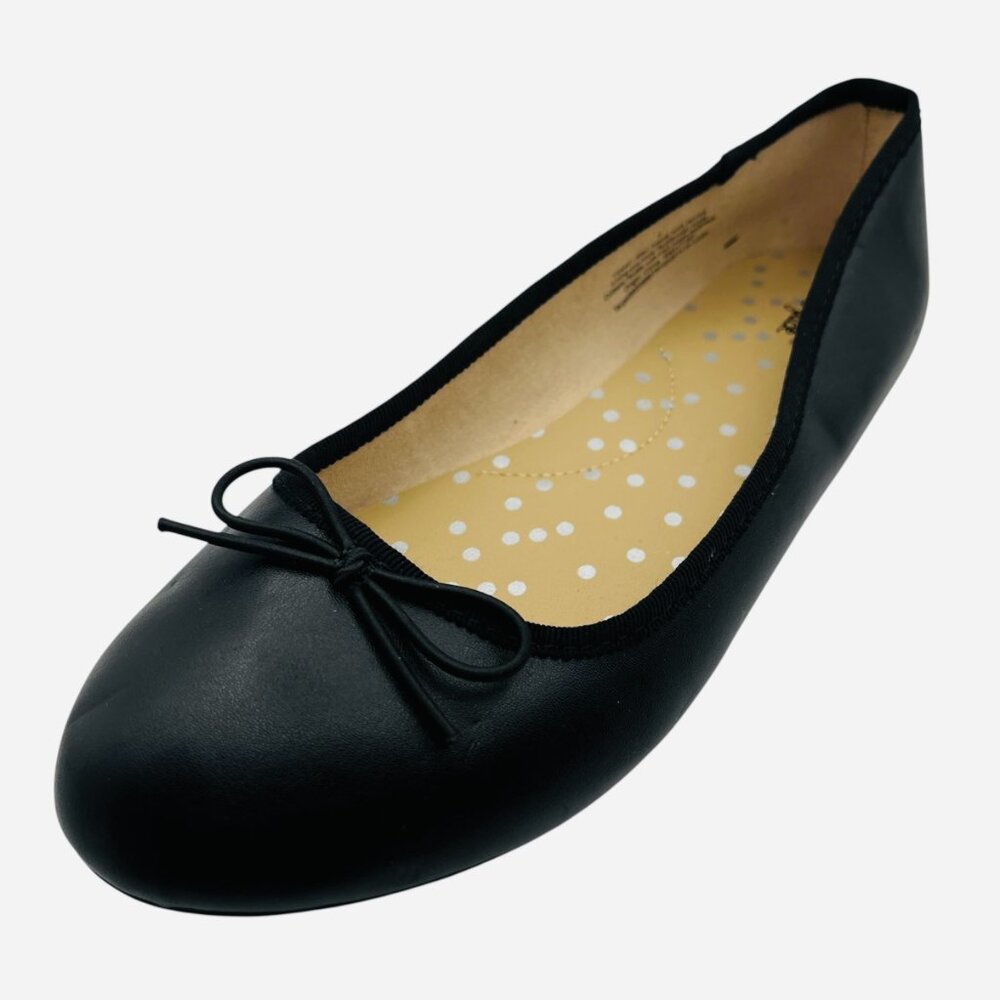 New Kids' Girls' Diana Bow On The Front Slip On Black Ballet Flats Cat & Jack